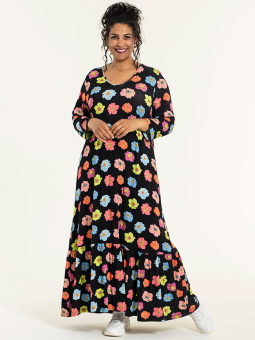 Studio SISSI - Svart klänning i viskosjersey med blommönster