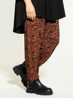 Studio VIBEN - Stretchiga byxor med svart och rostrött mönster