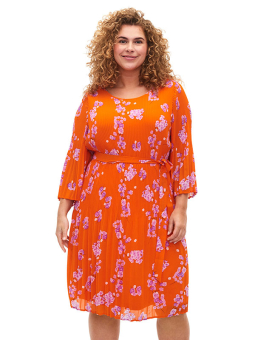 Zizzi Orange chiffongklänning med veck