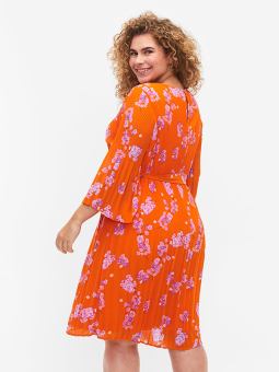 Zizzi Orange chiffongklänning med veck