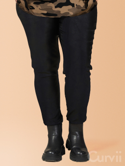 Gozzip Black NANA - Varma svarta leggings i mocka look