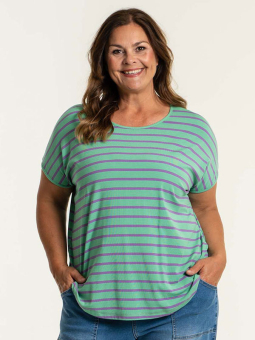 Gozzip GITTE - Grön t-shirt med lila ränder
