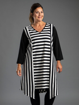 Gozzip Black MATILDA - Lång tunika med svarta och vita ränder