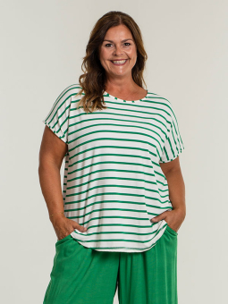 Gozzip GITTE - Vit t-shirt med gröna ränder