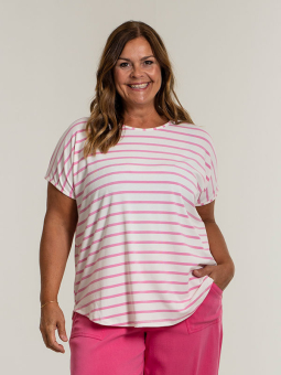 Gozzip GITTE - Vit t-shirt med rosa ränder