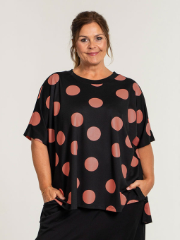 Gozzip Black STELLA - Svart oversize blus med korallcirklar