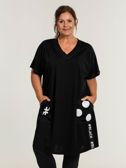 Gozzip Black GABRIELA - Svart jerseytunika med vitt tryck