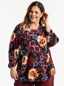 Gozzip BETH - Bordeaux bluse med blomsterprint