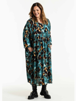 Gozzip BEA - Blå klänning med leopardtryck