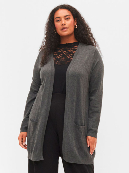 Zizzi Grå cardigan i fin viskose strik