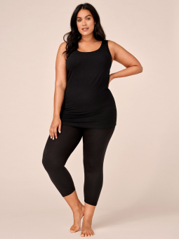 Zizzi Sorte basis 3/4 viskose leggings i viskose jersey