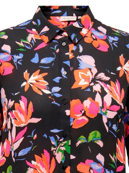 Only Carmakoma ALMA LIFE - Svart skjorta med långa ärmar och ljusa blommor