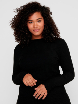 Only Carmakoma ALLY - Sort bluse i rillet jersey 