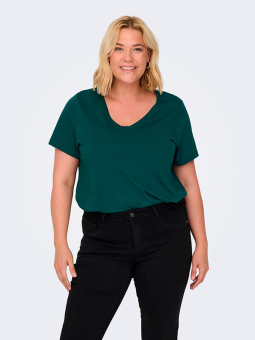 Only Carmakoma BONNIE- Mørk grøn T-shirt med V-hals