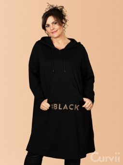 Gozzip Black GURLI - svart tunika med brunt tryck och huva