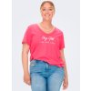 Carlotti - Rosa bomulls-t-shirt med vitt tryck fra Only Carmakoma